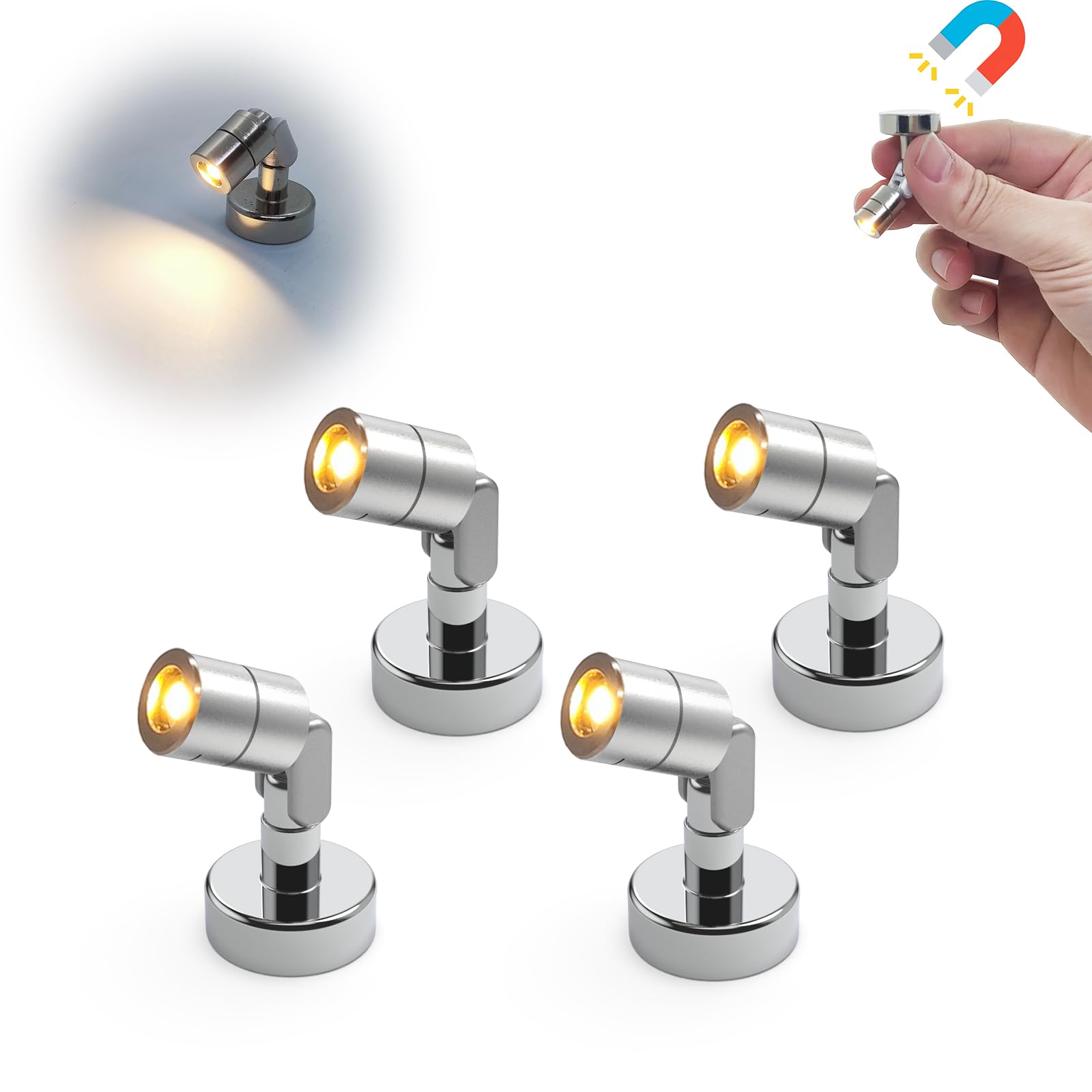 Suzeyar Metal Miniature LED Light,Tiny Spot Lights with Magnet
